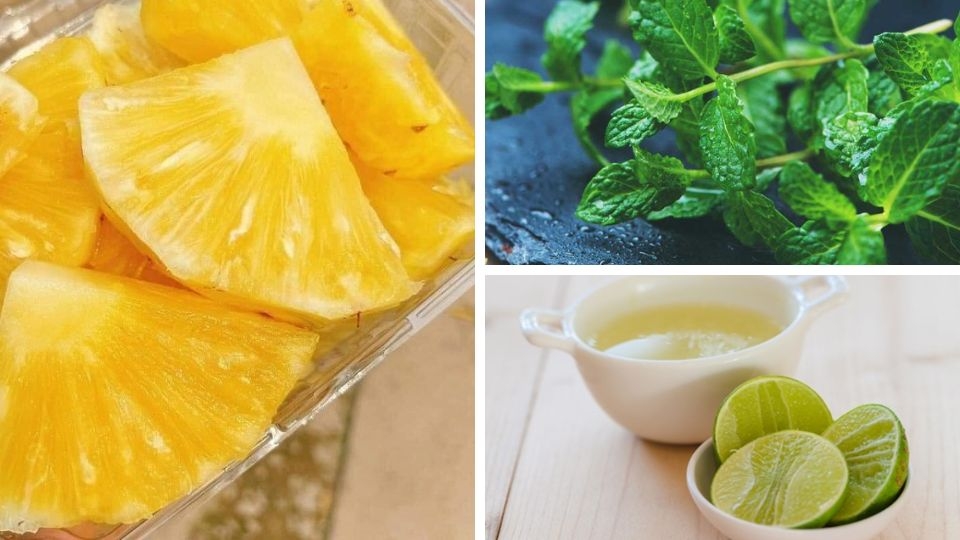 sơ chế nguyên liệu làm sinh tố dứa