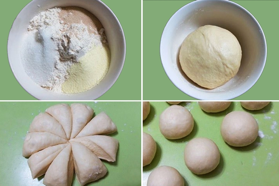 Trộn và chia bột làm bánh Donut