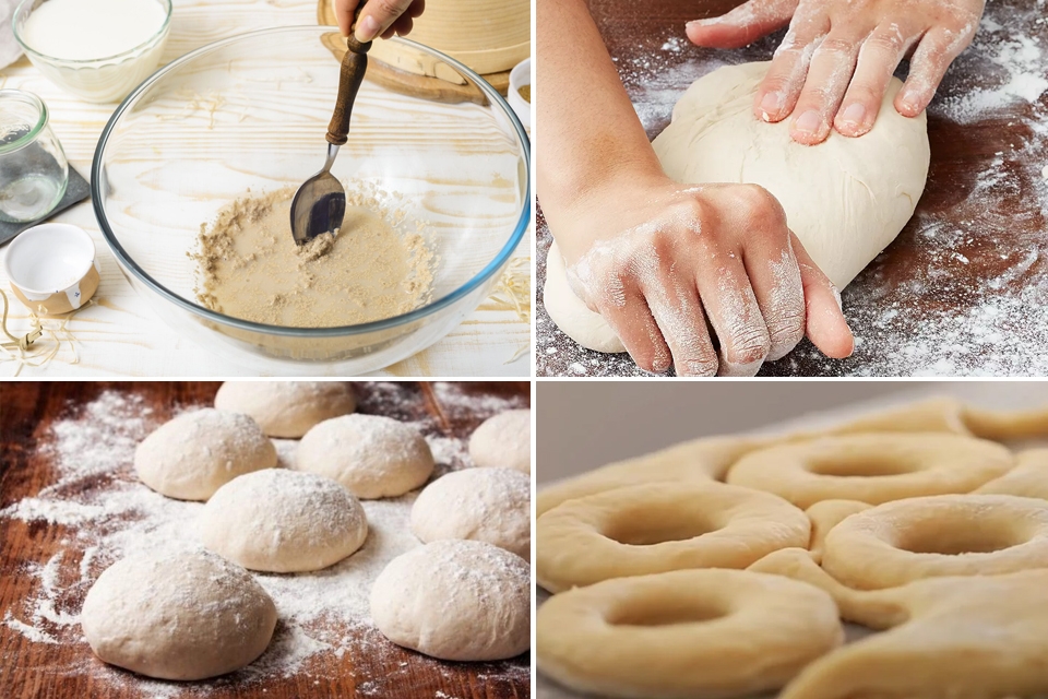 Trộn bột và tạo hình bánh Donut