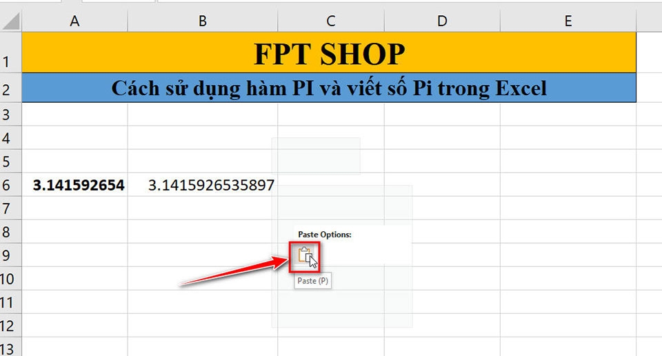 Số Pi và hàm PI trong Excel - Ảnh 04