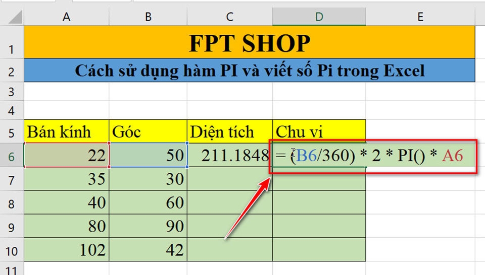 Số Pi và hàm PI trong Excel - Ảnh 16