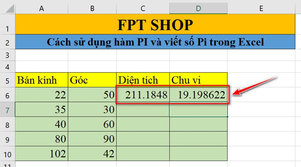 Số Pi và hàm PI trong Excel - Ảnh 17