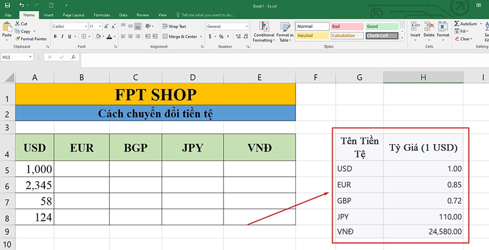 Chuyển đổi tiền tệ trong Excel - Ảnh 02