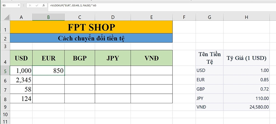 Chuyển đổi tiền tệ trong Excel - Ảnh 04