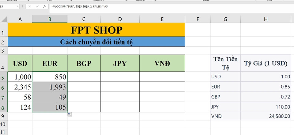 Chuyển đổi tiền tệ trong Excel - Ảnh 05