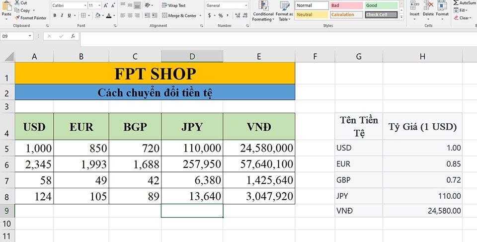 Chuyển đổi tiền tệ trong Excel - Ảnh 06