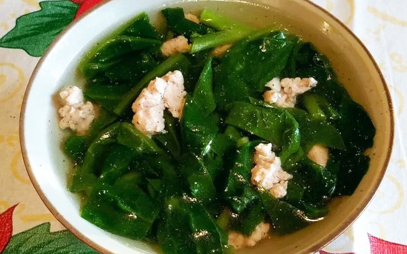 canh mồng tơi thịt băm