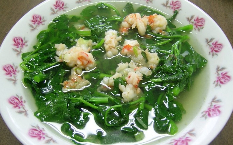 canh mồng tơi nấu tôm