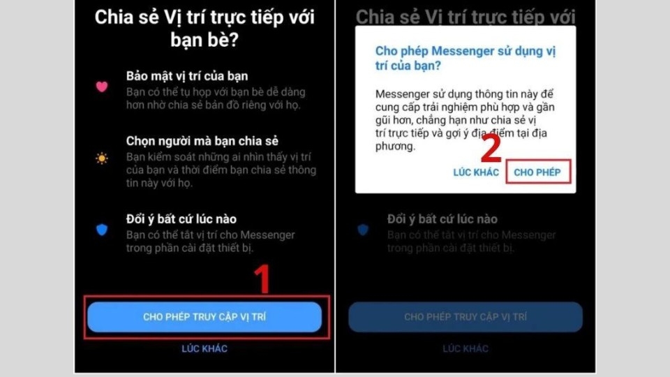 Xác nhận hãy chọn cho phép truy cập vị trí