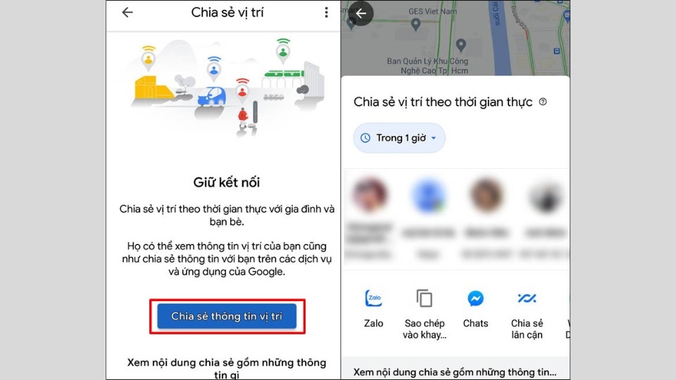 Lựa chọn người chia sẻ định vị