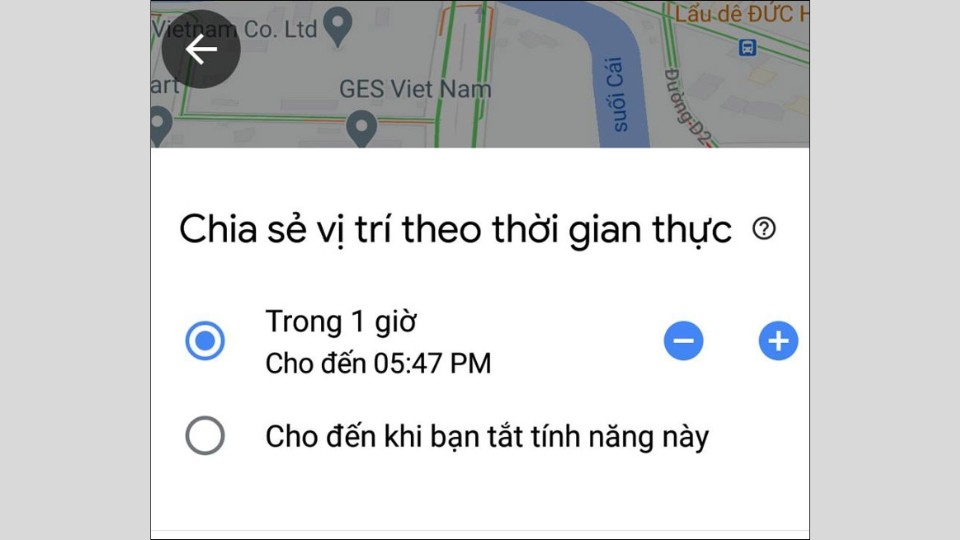 Chỉnh sửa thời gian chia sẻ vị trí
