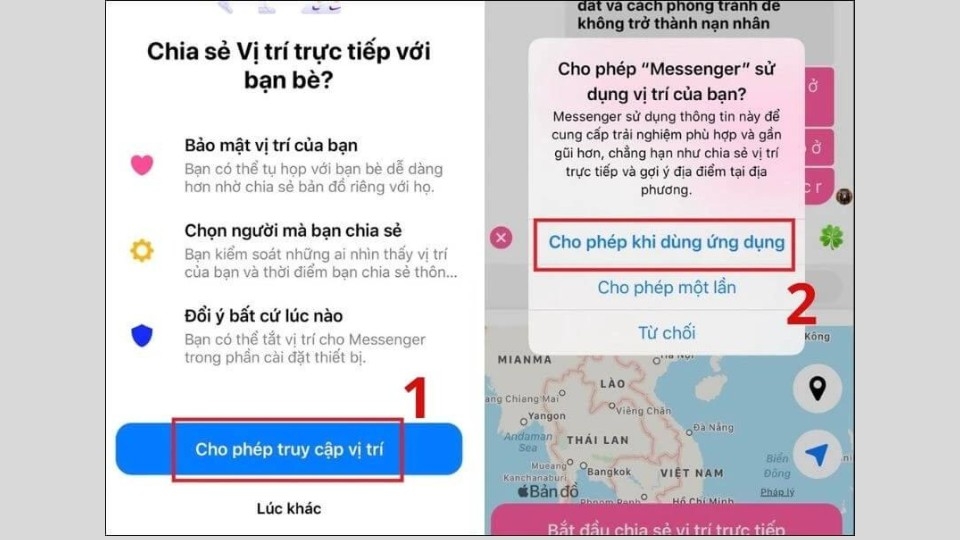 Cấp quyền cho phép truy cập vị trí