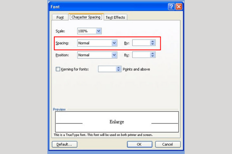 Ways to quickly adjust word spacing in Word 1