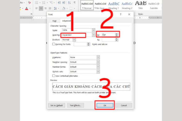 Ways to quickly adjust word spacing in Word 3