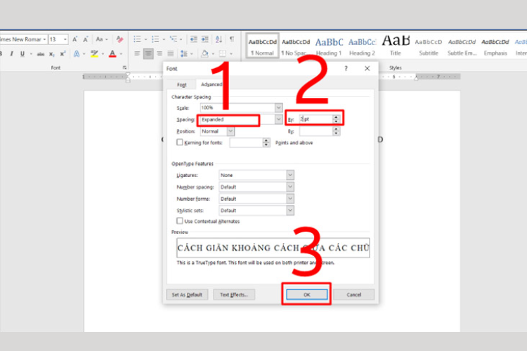 Ways to quickly adjust word spacing in Word 7