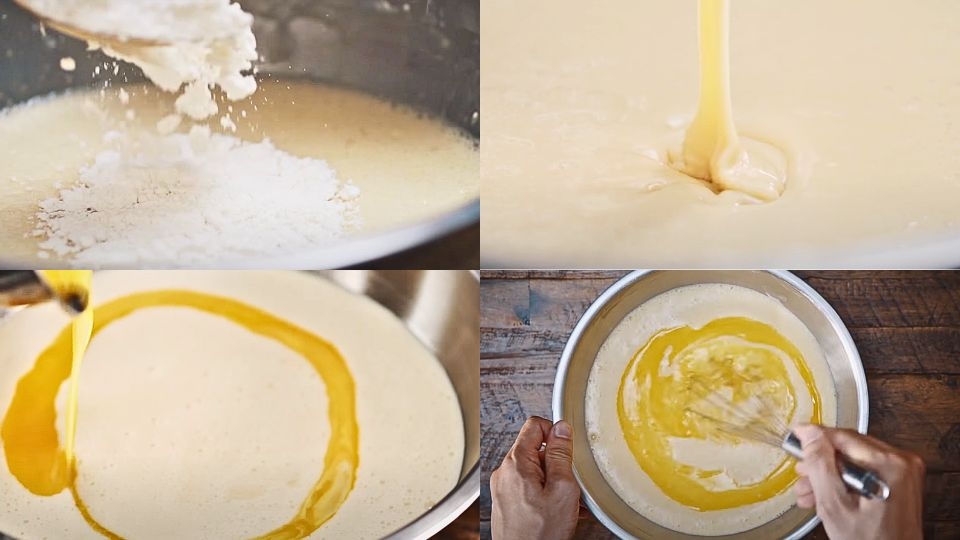 Trộn hỗn hợp bột cùng mật ong