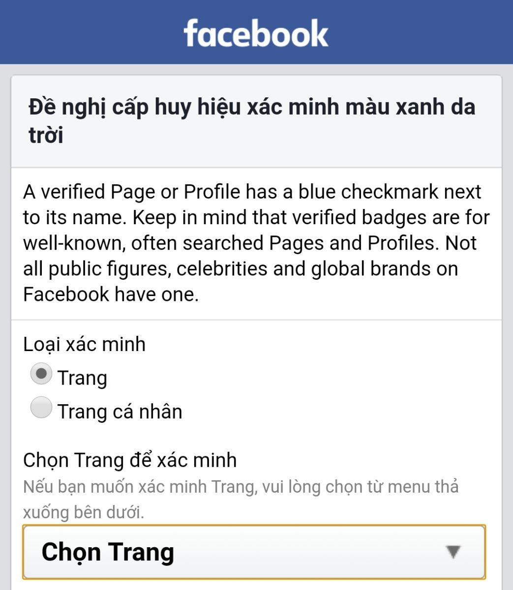 Cách đăng ký dấu tích xanh Facebook cho Fanpage