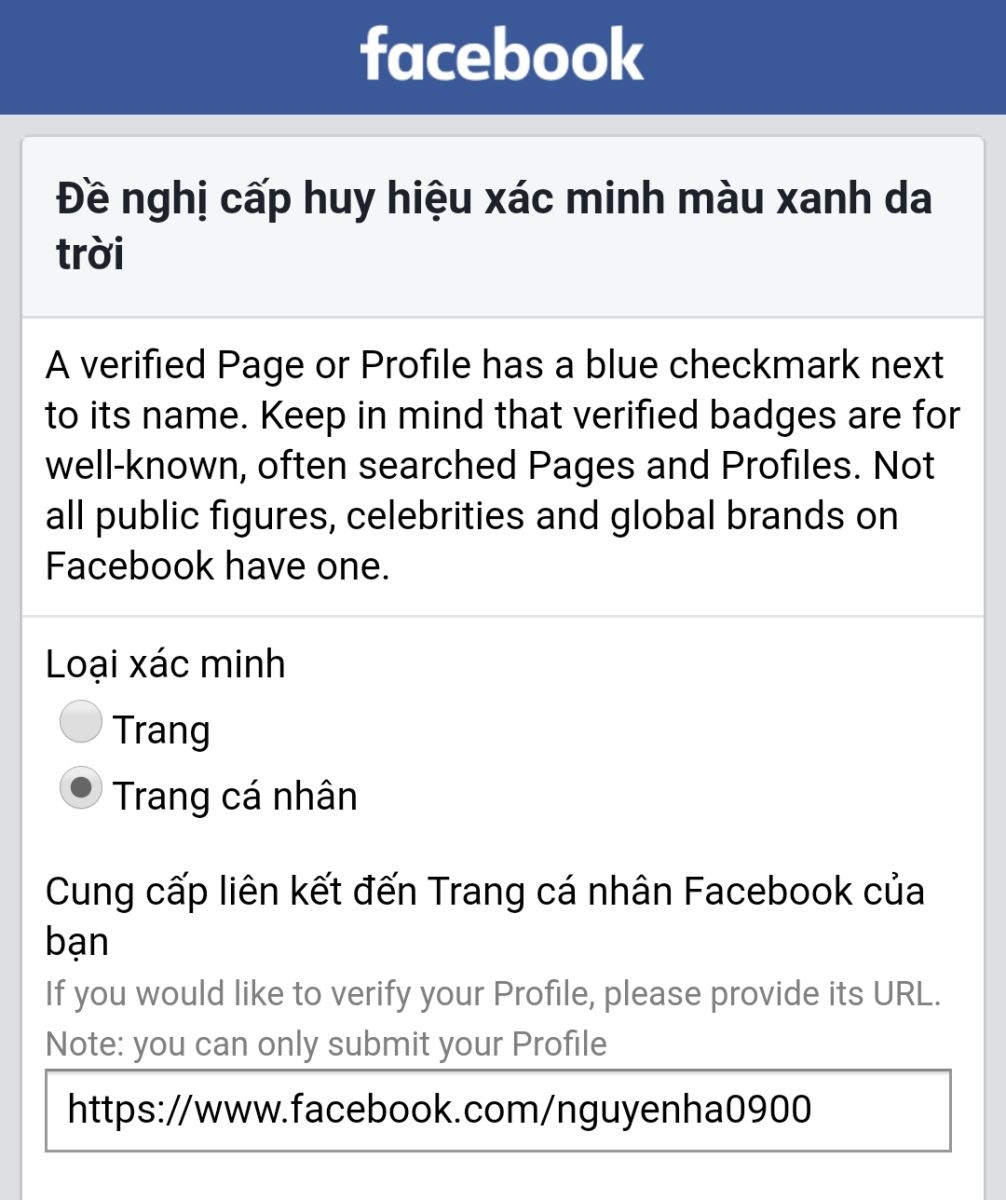 Cách đăng ký dấu tích xanh Facebook cho trang cá nhân