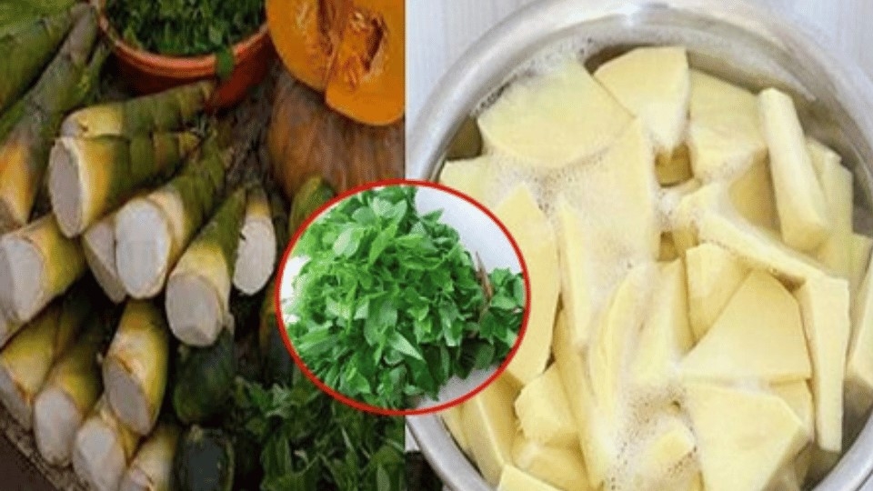 Luộc măng với bồ ngót