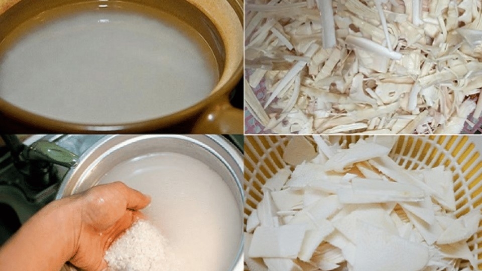 Luộc măng với nước vo gạo