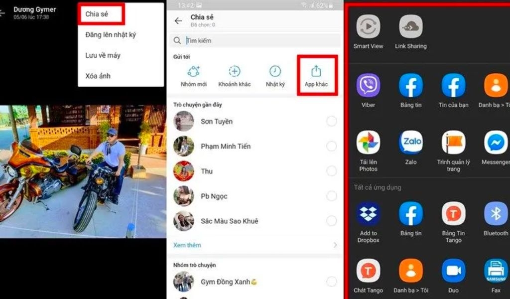 Gửi ảnh đến ứng dụng khác