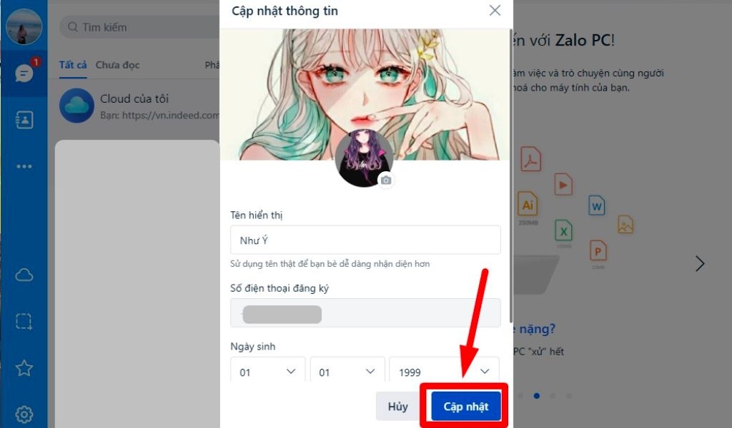 Cách xóa ảnh bìa zalo bước 4