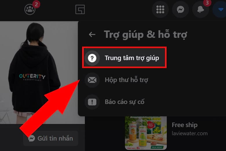 Bước 2 mở Chat Support Facebook trên điện thoại