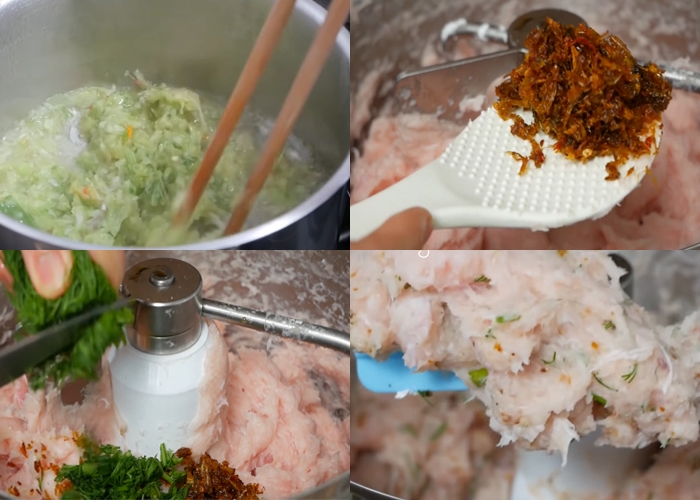 Trộn hỗn hợp làm chả cá