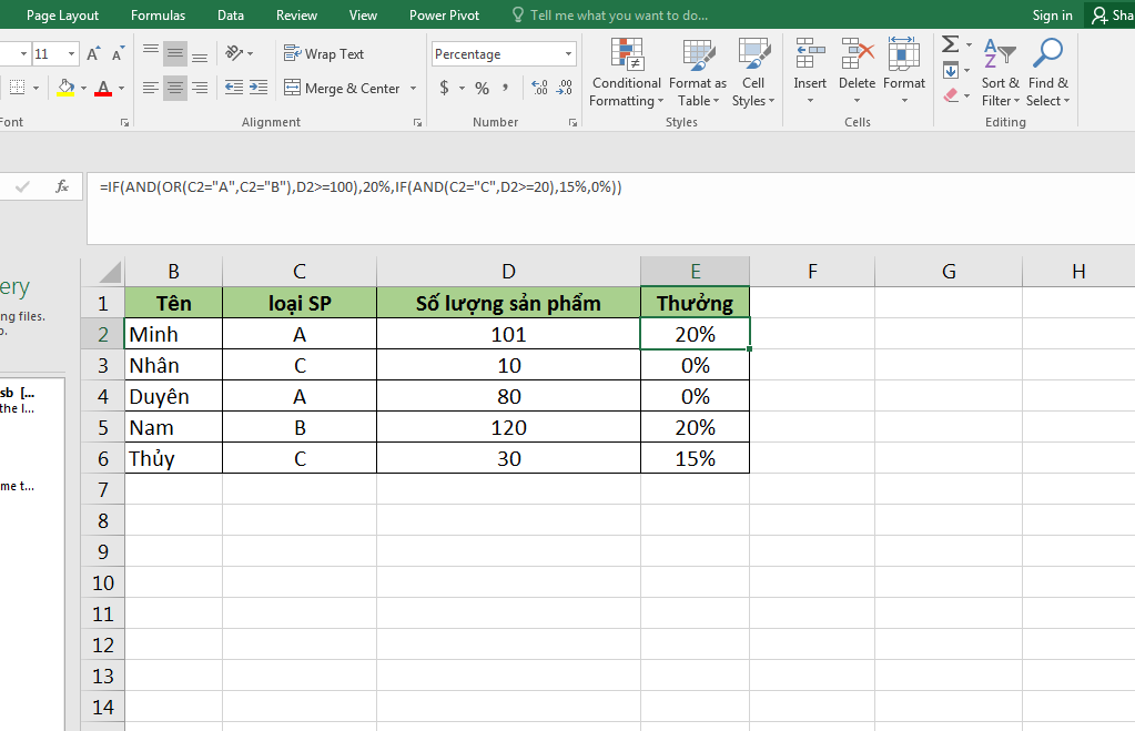 Hướng dẫn cách sử dụng hàm IF nhiều điều kiện trong excel 6