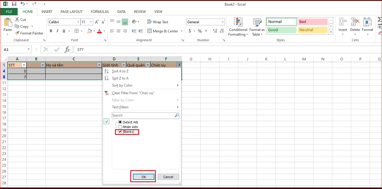 Thủ thuật xóa ô trống trong excel cực kỳ nhanh chóng và đơn giản 10