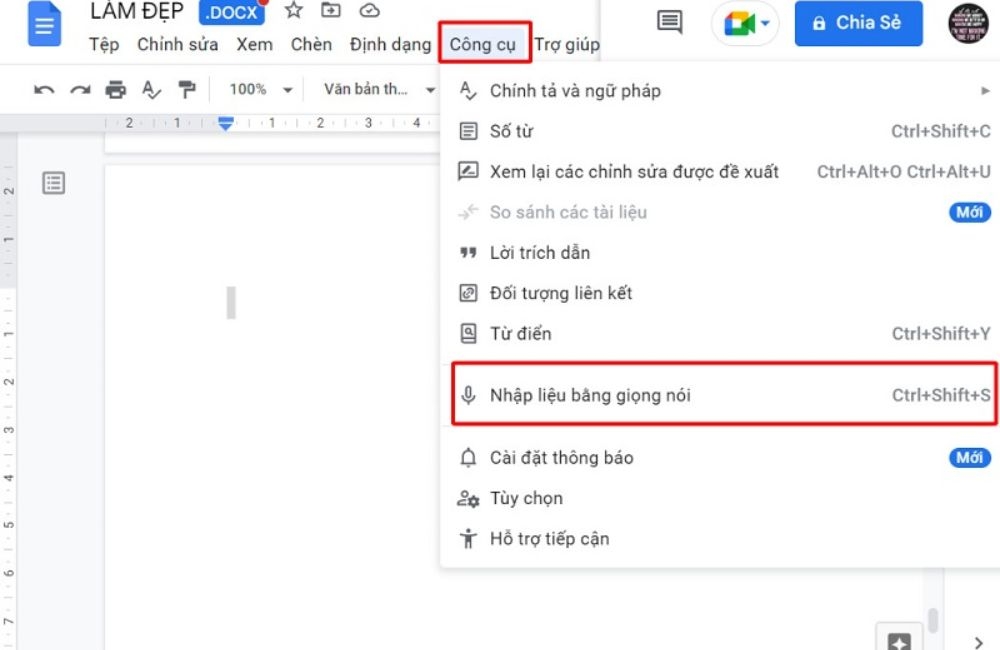 Nhập liệu bằng giọng nói