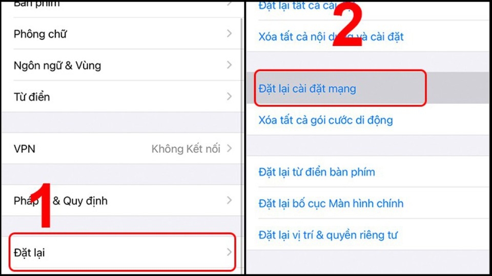 Thiết lập lại cài đặt mạng WIFI