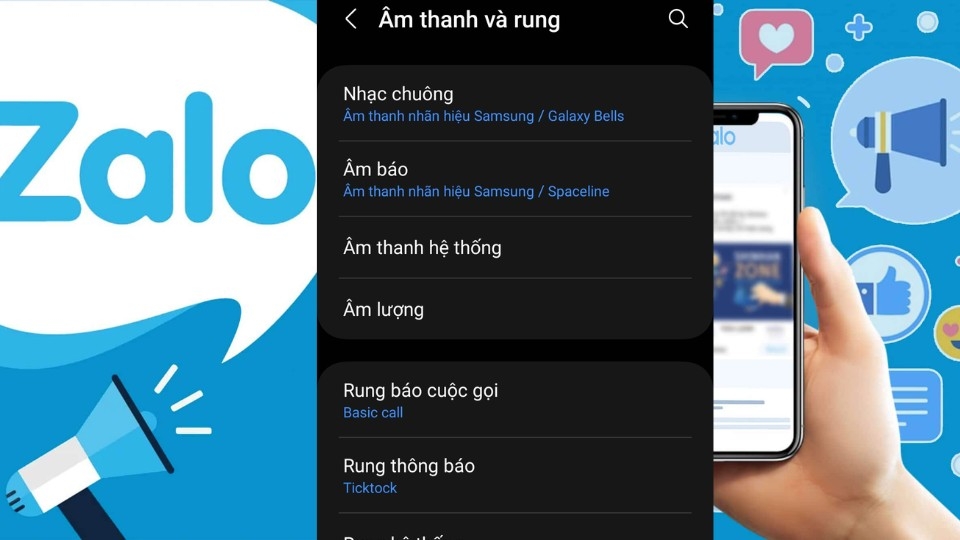 Chọn Thông báo và tùy chọn nhạc chuông