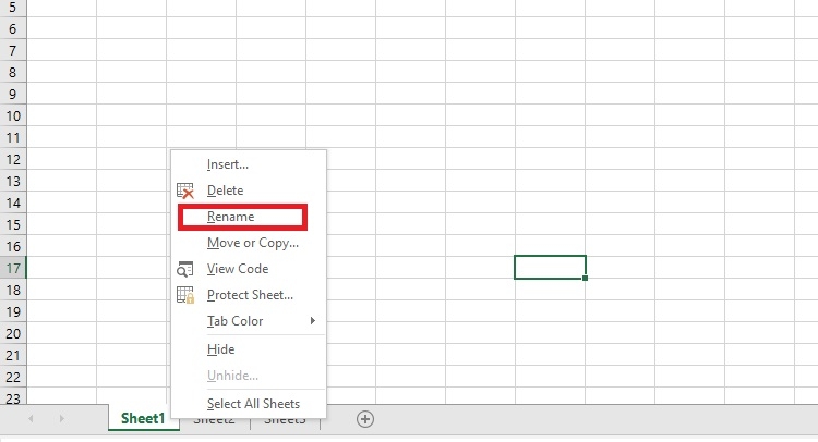 Nhấn chuột phải và chọn mục Rename