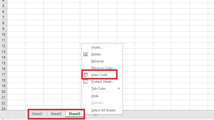 Nhấn chuột phải và chọn View Code