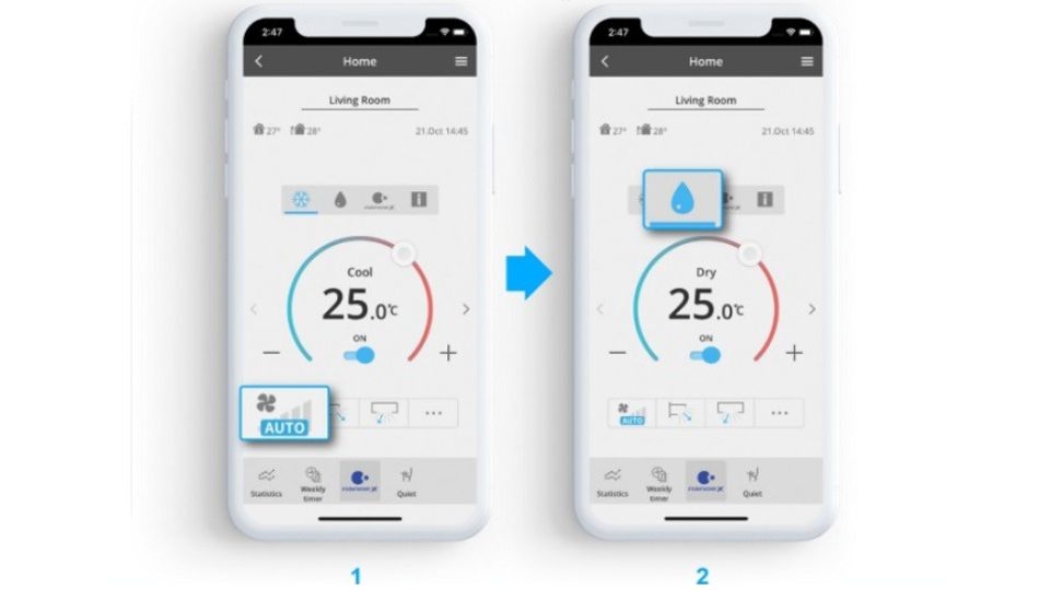 bật chế độ dry trên điều hòa panasonic 8