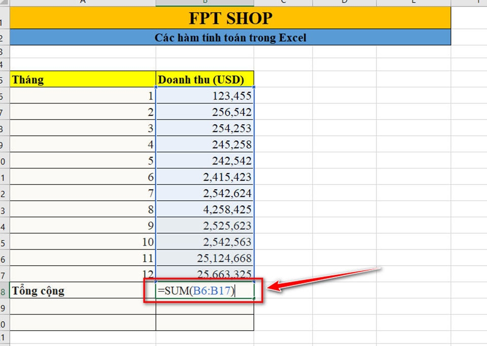 Hàm SUM trong Excel