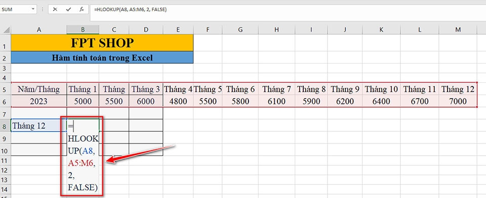 Hàm HLOOKUP
