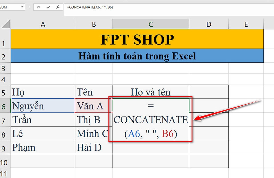 Hàm CONCATENATE