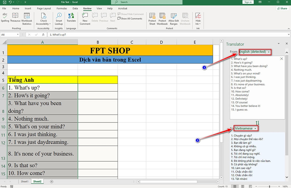 Cách dịch trên Excel nhanh chóng và chính xác mà ít người biết