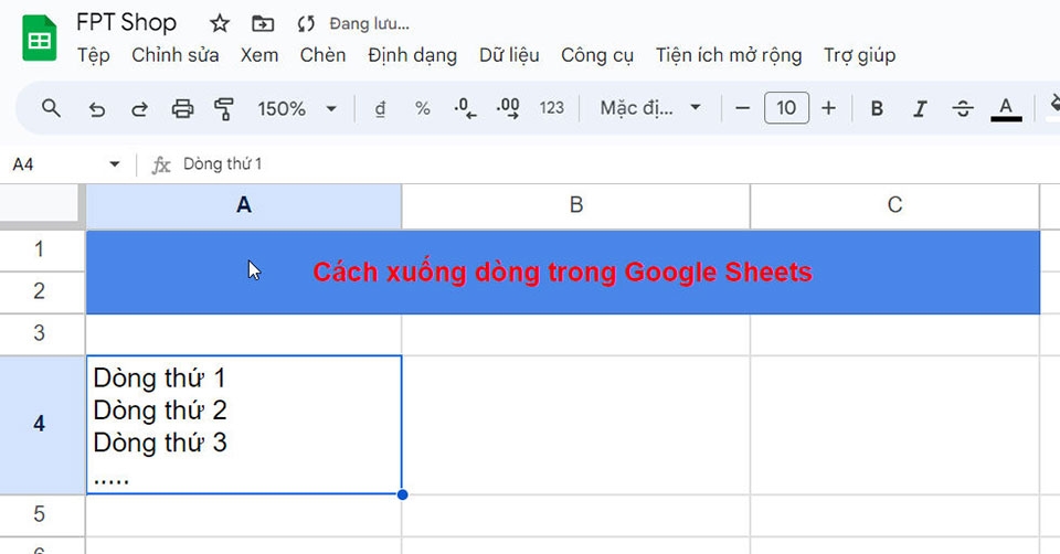 Cách xuống dòng trong Google Sheets - Ảnh 04