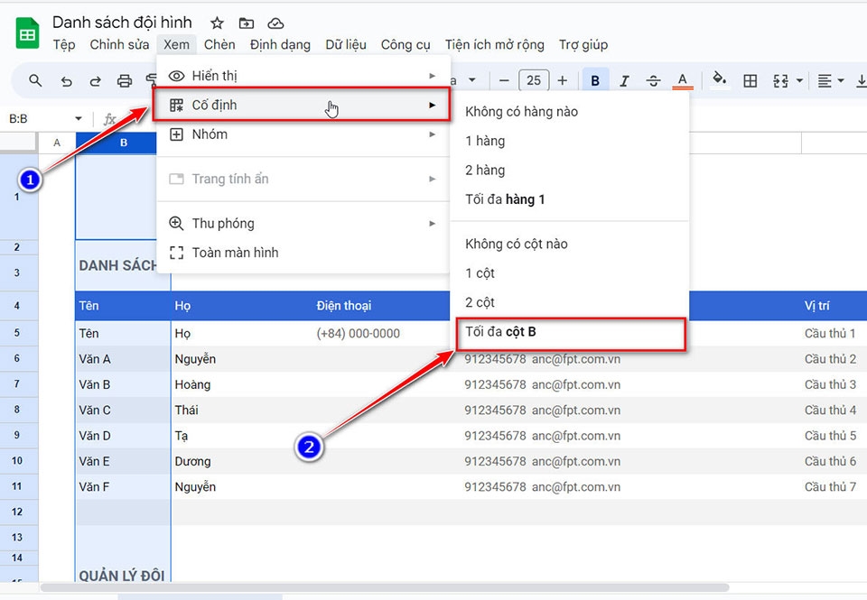 Cố định cột trong Google Sheets - Ảnh 05