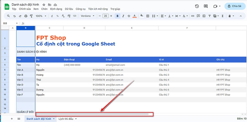 Cố định cột trong Google Sheets - Ảnh 07