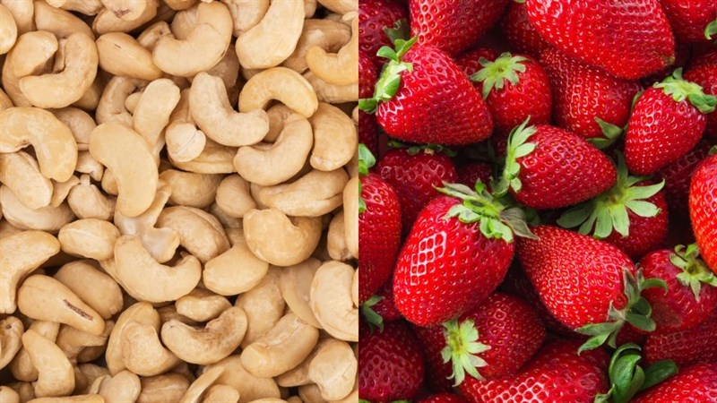 Các nguyên liệu cần có trong sữa hạt điều dâu tây