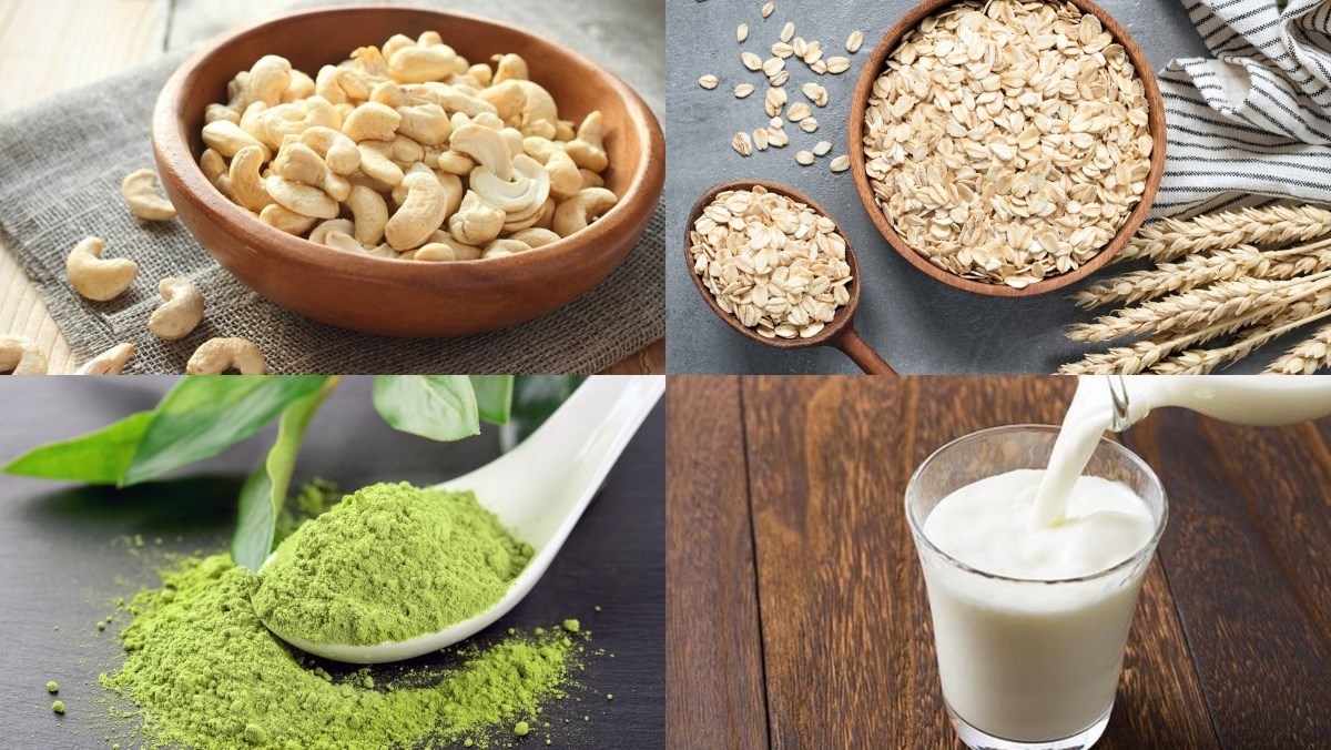 Các nguyên liệu cần thiết trong sữa hạt điều matcha