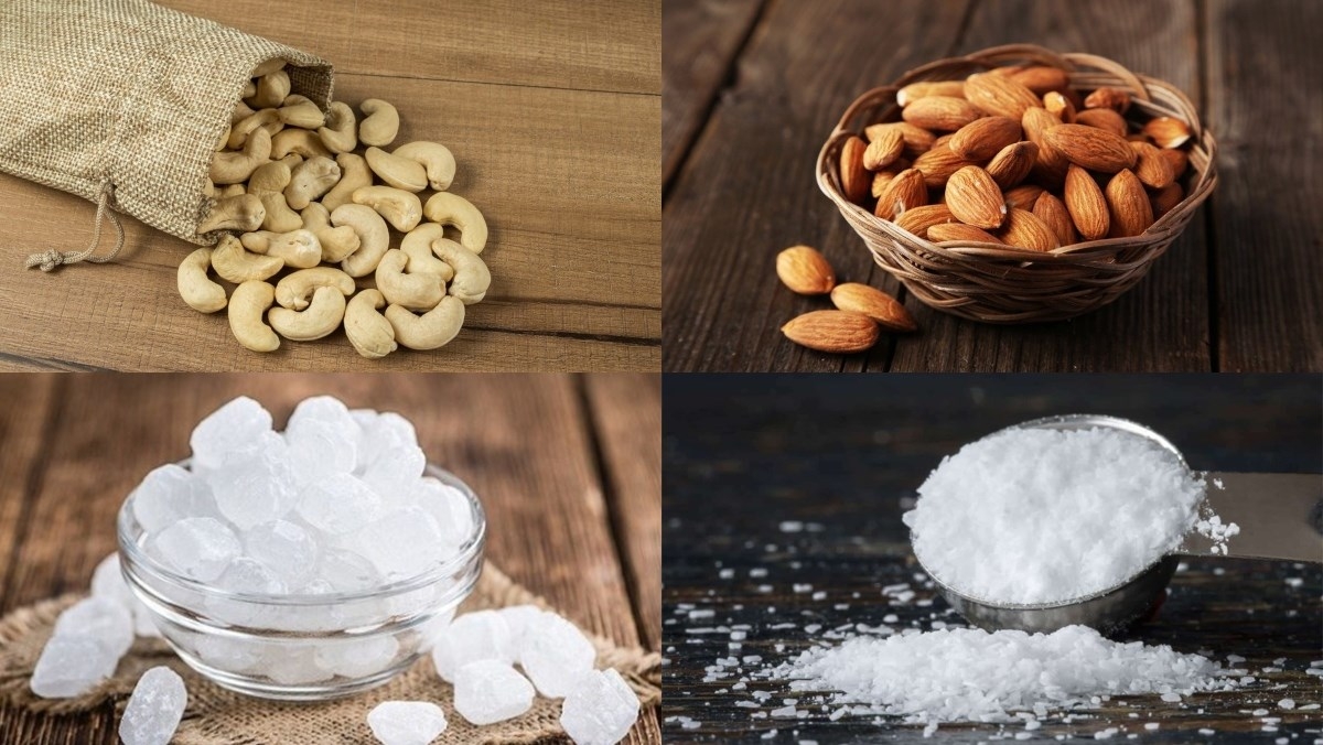 Các nguyên liệu cần thiết trong sữa hạt điều hạnh nhân