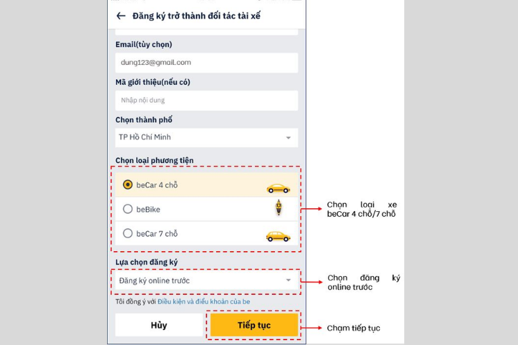 Cách đăng ký chạy Be online, nhanh chóng 2