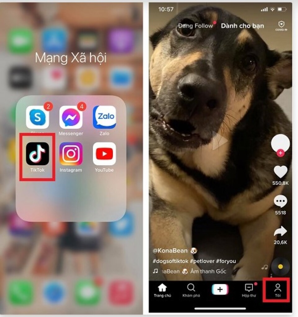 Vào mục hồ sơ tài khoản TikTok