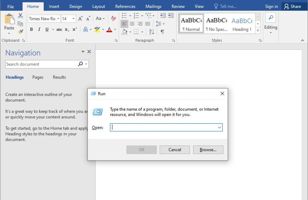 Windows + R