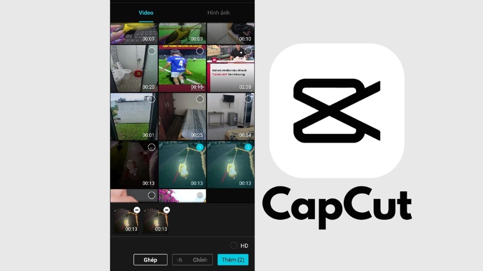 Lựa chọn lần lượt các video mà bạn cần ghép video trên Iphone